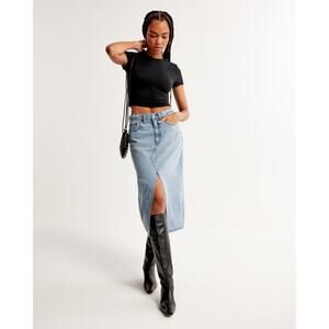 Abercrombie & Fitch NWT Denim Midi Skirt Sz 30/10P High rise Light Wash